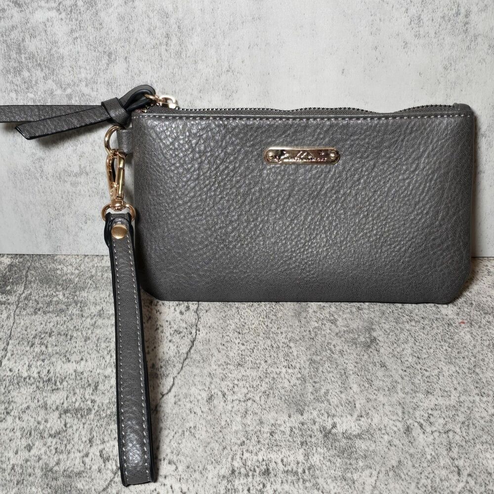 Montana West Clutch Wallet Wristlet with Zip Top Gray Grey Grab N Go